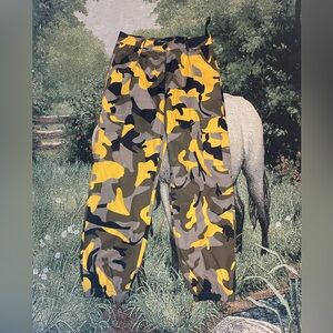Yellow Camo Cargo Pants. Size L